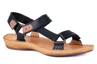 Sandały damskie - Sportowe sandały damskie  na rzepy , w czarnym kolorze Łukbut 06360-3-L-100 - miniaturka - grafika 1