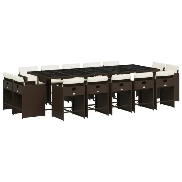 Zestaw mebli ogrodowych z brązowym rattanem PE, 275 x 106 x 73 cm