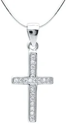 Zawieszka KRZYŻYK Srebro 925 białe cyrkonie - Biżuteria religijna - miniaturka - grafika 1