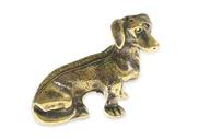 Figurki dekoracyjne - Figurka Ze Złotym Psem Jamnikiem Feng Shui - miniaturka - grafika 1