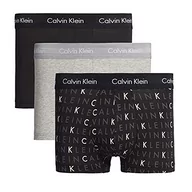 Spodenki damskie - Calvin Klein 3P Low Rise Trunk Bokserki (szorty) Mężczyźni, Czarny/szary Heather/Subdued Logo, S - miniaturka - grafika 1