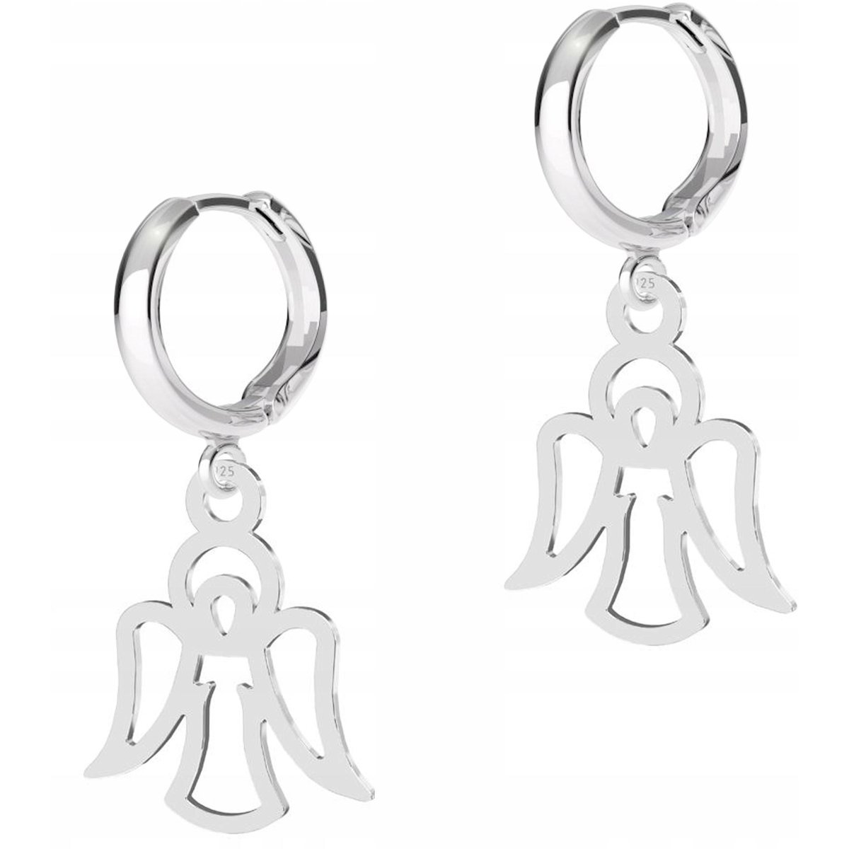 Kolczyki Srebrne Blaszki z Aniołami Anioły Aniołki Angel SREBRO 925