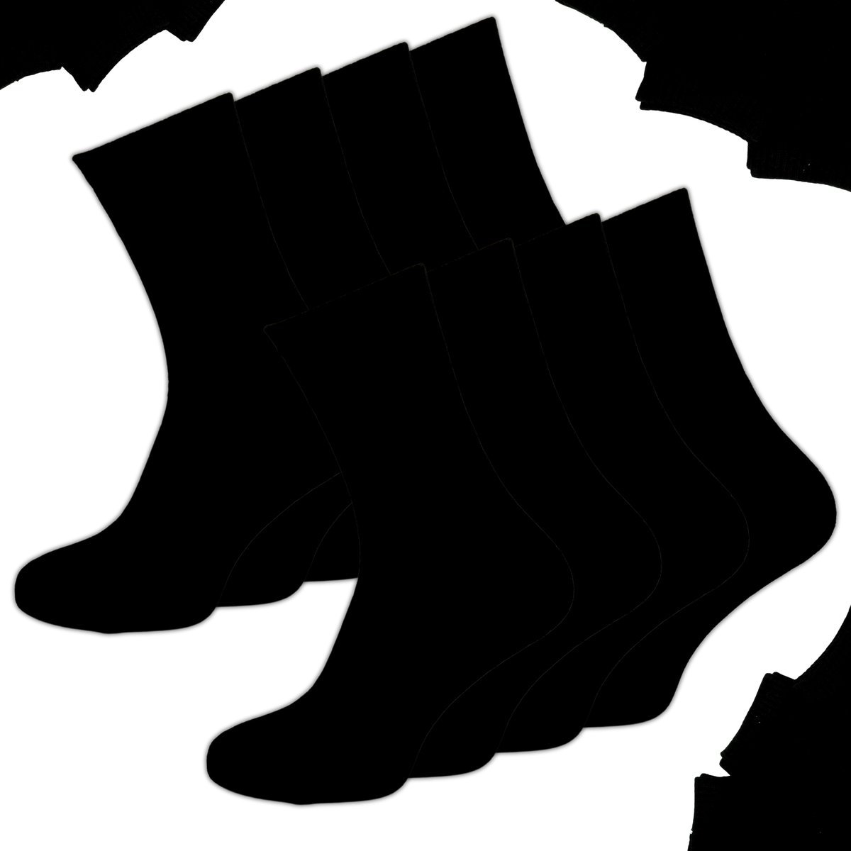 8 PAR Skarpety Męskie 42-46 BAWEŁNA 95% CZARNE CIEPŁE DŁUGIE GRUBE ZESTAW