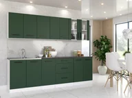 Meble kuchenne - Kuchnia Remino 2.6m Nowoczesna Modułowa Blat Wotan Butelkowa Zieleń Biały - miniaturka - grafika 1