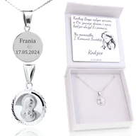 Biżuteria dla dzieci - Srebrny Naszyjnik Madonna Komunia Chrzest Grawer - miniaturka - grafika 1