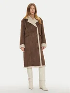 Płaszcze damskie - Noisy May Kożuch Dila 27031455 Brązowy Regular Fit - miniaturka - grafika 1