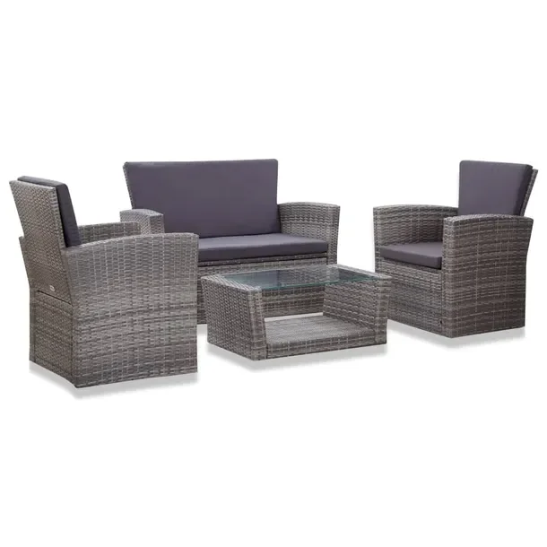 Zestaw Mebli Rattanowych do Ogrodu, Stół 85x49,5x35 cm, Ławka 125x66x87