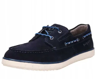 BUGATTI MOKASYNY SKÓRZANE GRANATOWE MĘSKIE 45 Ż7T - Mokasyny męskie - miniaturka - grafika 1