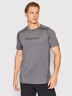 Koszulki sportowe męskie - 4F Koszulka techniczna H4L22-TSMF015 Szary Slim Fit - grafika 1