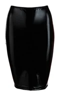 Spódnice - Cottelli Collection Średnia czarna spódnica Wetlook - miniaturka - grafika 1
