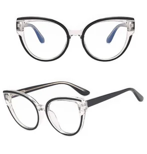 Damskie kocie okulary zerówki do komputera BLUE LIGHT na teleskopach 25128 Czarny/Transparentny - Okulary korekcyjne, oprawki, szkła - miniaturka - grafika 1