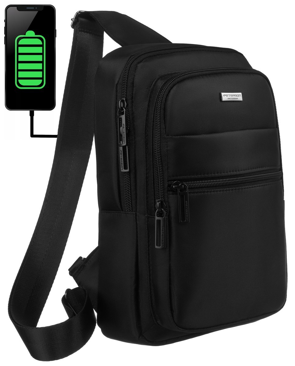 Torba miejska na ramię torba męska poliester Peterson, czarny