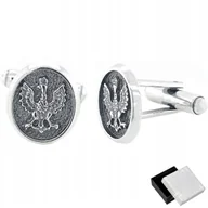Spinki do mankietów i krawatów - SREBRNE SPINKI DO MANKIETÓW ORZEŁ PR. 925 PREZENT - miniaturka - grafika 1