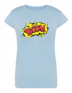 Koszulki i topy damskie - T-Shirt damski kolorowy nadruk BOOM r.L - miniaturka - grafika 1