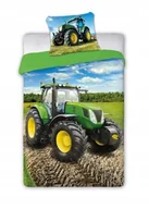 Pościel dla dzieci - Pościel Turbo 140x200 Zielony Traktor na Polu Orka Komplet bawełniany - miniaturka - grafika 1
