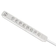 Listwy zasilające - QOLTEC Listwa antyprzepięciowa 8 gniazd 2xUSB 1.8m Biała 50286 - miniaturka - grafika 1