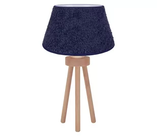 Lampa stołowa BOUCLE 1xE27/15W/230V niebieski/drewno - Lampy stojące - miniaturka - grafika 1