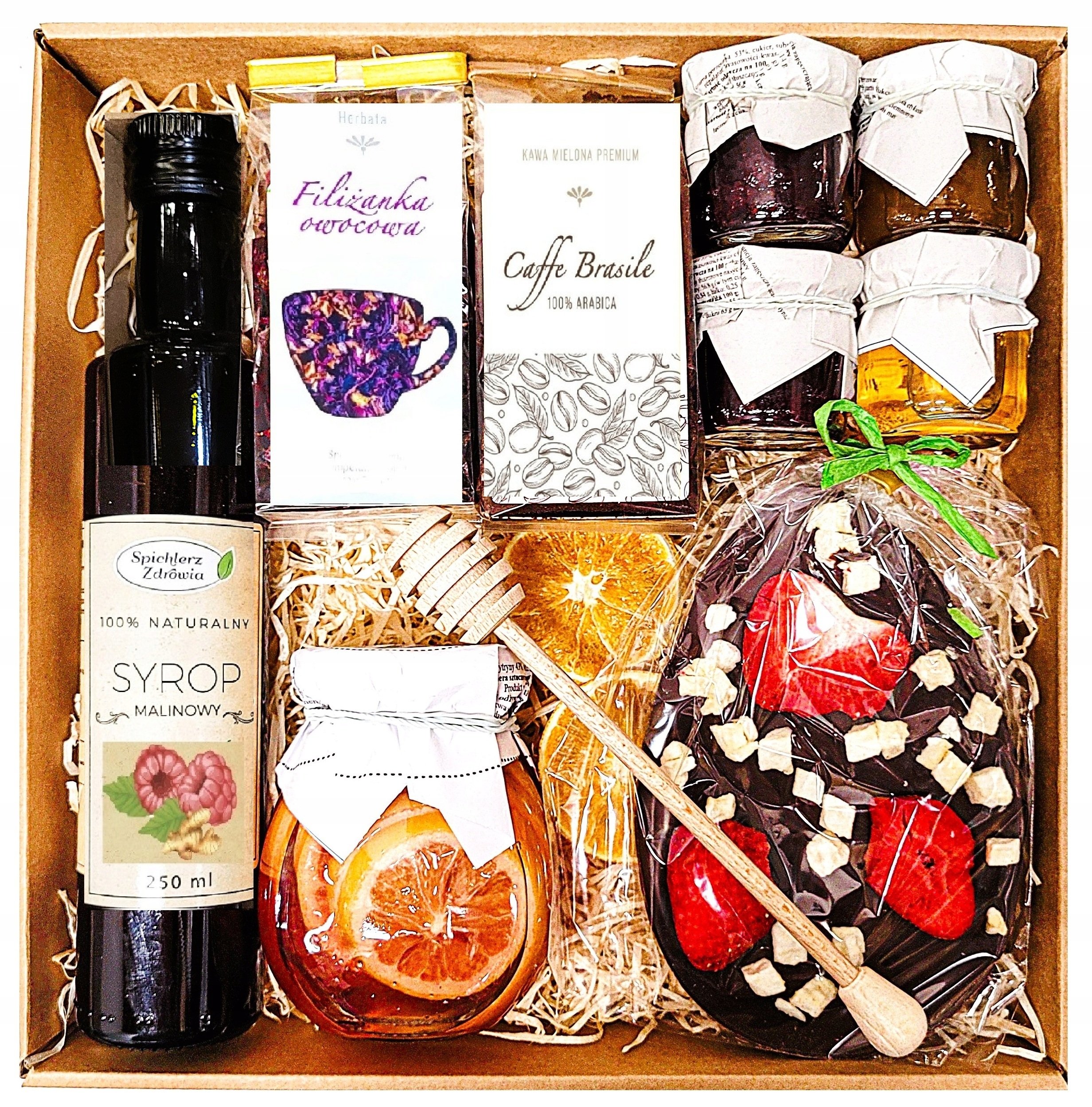 Kosz Prezentowy Upominek Herbata Miód Czekolada Jajko Na Wielkanoc