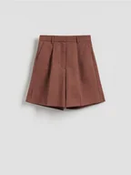 Spodenki damskie - Reserved - Szorty z lyocellem - brązowy - miniaturka - grafika 1