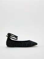 Półbuty damskie - Reserved - Baleriny z metaliczną nitką - czarny - miniaturka - grafika 1