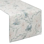 Obrusy i serwetki - Bieżnik obrus dekoracyjny INES10 40x180 Eurofirany beżowy jasnoniebieski w kwiaty - miniaturka - grafika 1