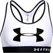 Bielizna sportowa damska - Under Armour Under Armour Mid Keyhole Graphic Bra 1344333-100 białe XS - miniaturka - grafika 1