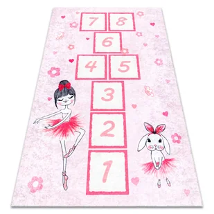 Dywan do prania JUNIOR 51828.802 Klasy, balerina dla dzieci, antypoślizgowy - różowy, 80x150 cm - Dywany dla dzieci - miniaturka - grafika 1