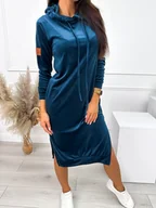 Sukienki - Turkusowa Sukienka z Naszywką - ModnaKiecka.pl - miniaturka - grafika 1