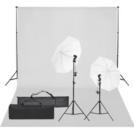Lampy studyjne - vidaXL Fotograficzny zestaw studyjny z lampami i tłem - miniaturka - grafika 1