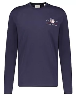 GANT Męski T-Shirt Reg Medium Archive Shield Ls T, niebieski (Evening Blue), 4XL - Koszulki męskie - miniaturka - grafika 1