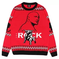 Swetry męskie - Popgear Popgear WWE The Rock Team Bring It męski sweter z dzianiny czerwony sweter, Czerwony, 3XL WWE90031MKJ033XL - miniaturka - grafika 1