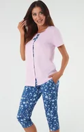 Piżamy damskie - Bawełniana piżama damska różowo-niebieska Lady, Kolor różowo-niebieski, Rozmiar S, Italian Fashion - Intymna - miniaturka - grafika 1