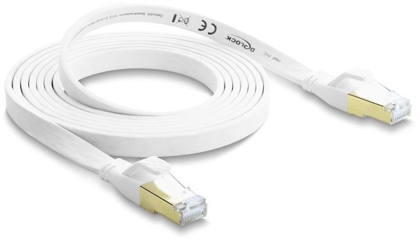 Delock Płaski kabel krosowy RJ45 Cat.8.1 U/FTP do 40 Gbps 2 m biały 81026