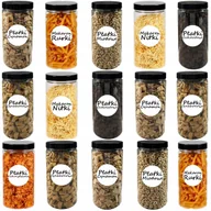 Pojemniki kuchenne - POJEMNIK PLASTIKOWY SŁOIK NA ŻYWNOŚĆ 1,25L 15 SZTUK +ETYKIETY - miniaturka - grafika 1