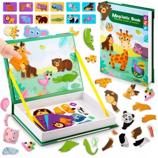 Ricokids, Książka magnetyczna edukacyjna pudełko puzzle układanka Zwierzątka - Układanki dla dzieci - miniaturka - grafika 1