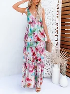 Sukienki - Milan Kiss Sukienka w kolorze jasnoróżowo-zielono-białym - miniaturka - grafika 1