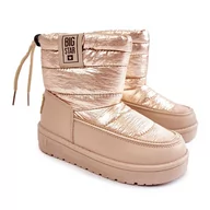 Buty dla dziewczynek - BIG STAR SHOES Dziecięce Śniegowce Big Star KK374221 Beżowo-Złote brązowe - miniaturka - grafika 1
