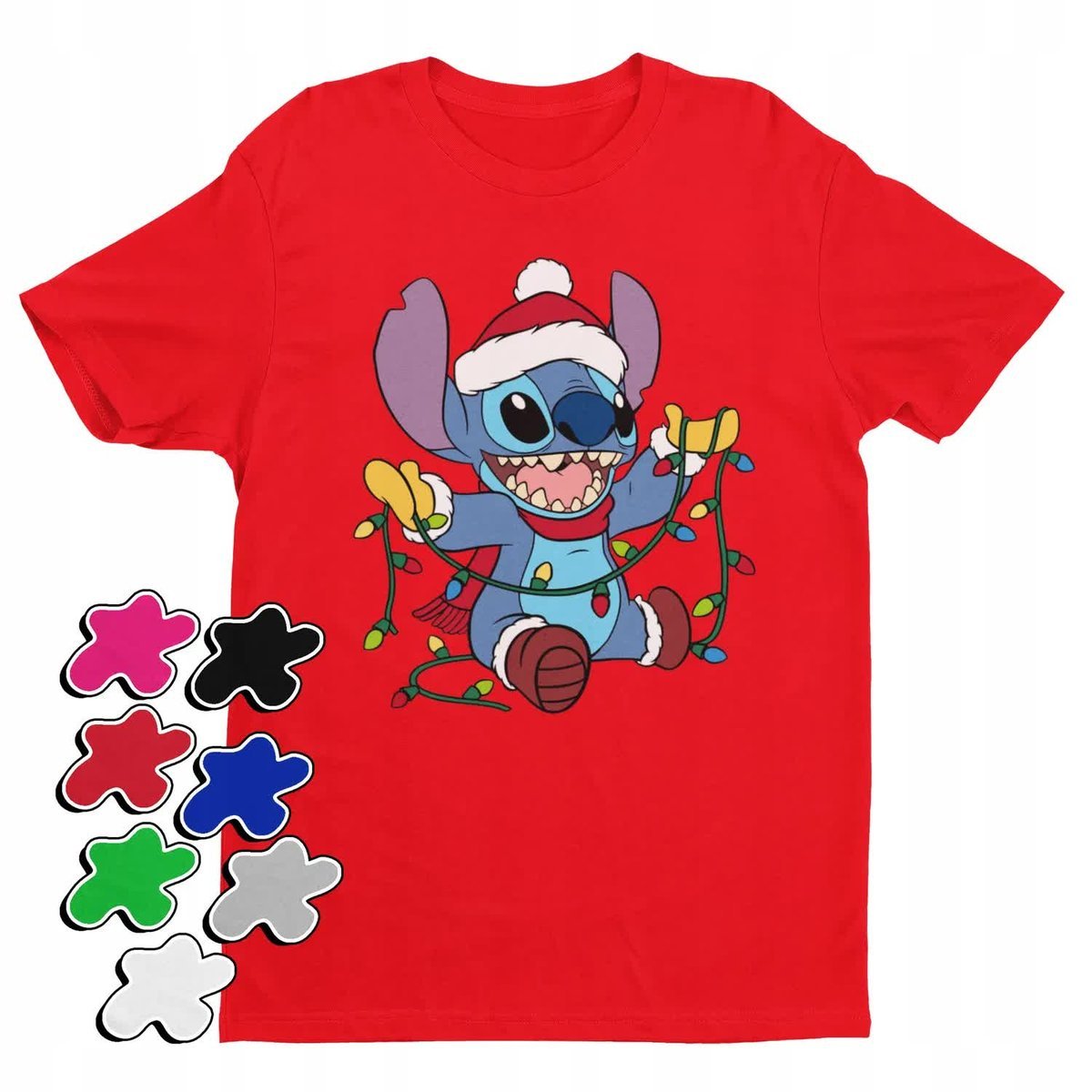 Koszulka T-Shirt Dziecięca Z Nadrukiem Stitch Święta Prezent -L 146-152