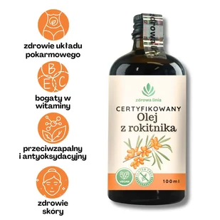 Certyfikowany Olej z rokitnika 100 % tłoczony na zimno odporność na infekcje - Zdrowa żywność - miniaturka - grafika 1