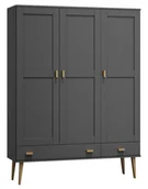 Szafy - Szafa sosnowa Venuci 3D nr2 wieszak/półki szuflada 135 cm szara - miniaturka - grafika 1