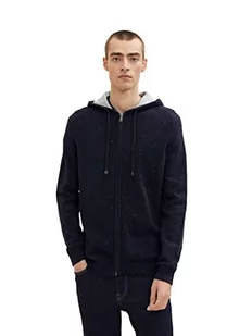 TOM TAILOR Męskie Kardigan z kapturem 1033659, 30659 - Navy Melange Knitted Neps, 3XL - Swetry męskie - miniaturka - grafika 1
