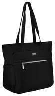Torebki damskie - Duża miejska torebka damska na ramię shopper bag na suwak czarna pojemna mieści a4 kieszonki PETERSON - miniaturka - grafika 1