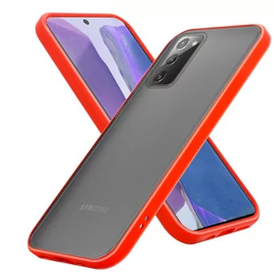 Pokrowiec Etui Do Samsung Galaxy NOTE 20 w Matowe Czerwono - Czarne Guziki TPU Hard Case Obudowa Ochronny Cadorabo - Etui i futerały do telefonów - miniaturka - grafika 1