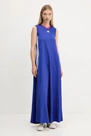 Sukienki - adidas sukienka House of Tiro kolor niebieski maxi rozkloszowana JW6819 - miniaturka - grafika 1