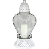 Lampiony i znicze - Znicz szklany serce LA U1325 14,5 x 16,5 x 30 cm biały - miniaturka - grafika 1