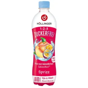 Hollinger Napój gazowany o smaku brzoskwinia - marakuja bez cukru 500 ml Bio - Napoje gazowane - miniaturka - grafika 1