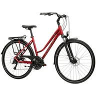 Rowery - Rower trekkingowy INDIANA X-Road 3.0 D19 28 cali damski Rubinowo-grafitowy - miniaturka - grafika 1