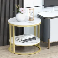 Ławy i stoliki kawowe - WISFOR stolik kawowy REAL marmur, stolik nocny stolik nocny stolik telefoniczny stolik kwiatowy z metalową ramą, industrialny design - miniaturka - grafika 1