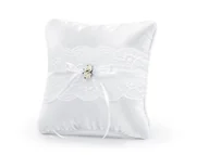 Gadżety dla niej i dla niego - PartyDeco Poduszka kwadratowa pod obrączki mała, 1 szt. PKWM1 - miniaturka - grafika 1