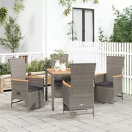 Fotele i krzesła ogrodowe - vidaXL 5-cz. zestaw mebli ogrodowych z poduszkami, szary, rattan PE - miniaturka - grafika 1